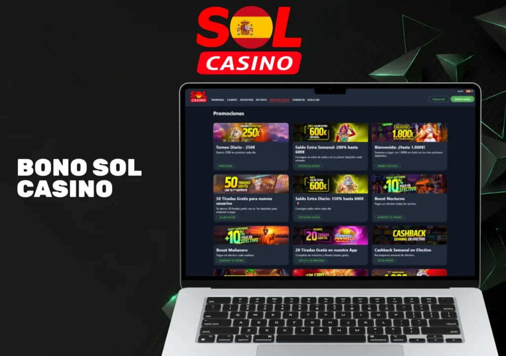 Bonos de Sol Casino con promociones exclusivas, tiradas gratis y recompensas para nuevos y antiguos jugadores