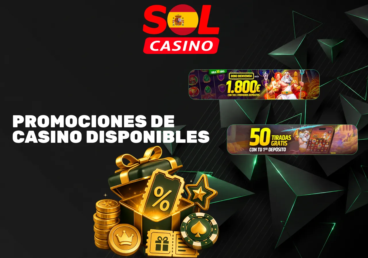 Promociones activas de Casino con bonos, tiradas gratis, cashback y ofertas especiales para jugadores